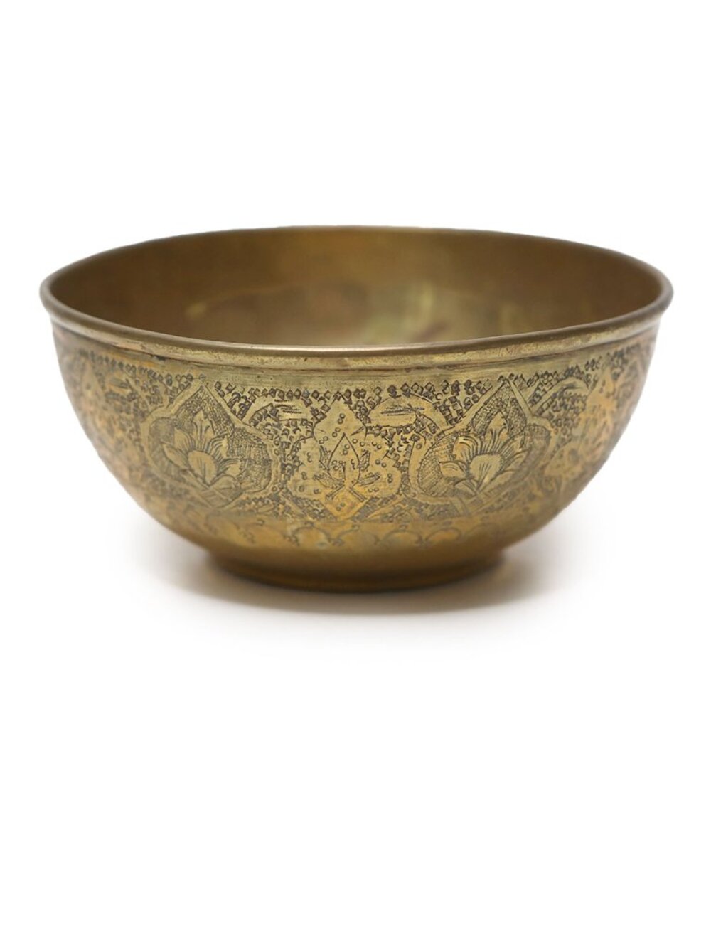 Vintage Small Etched Brass Bowl Indo Persian Handcrafted Catchall Decor Prayer